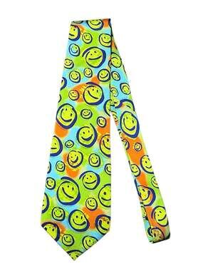 Vintage Addiction 100% Silk Smiley Face Neon Graphic Necktie